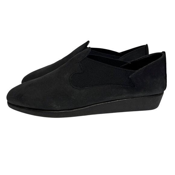 Vintage Mixed Blues Women Size 8 Black Nubuck Slip-On Loafers Comfortable Narrow - Picture 5 of 11